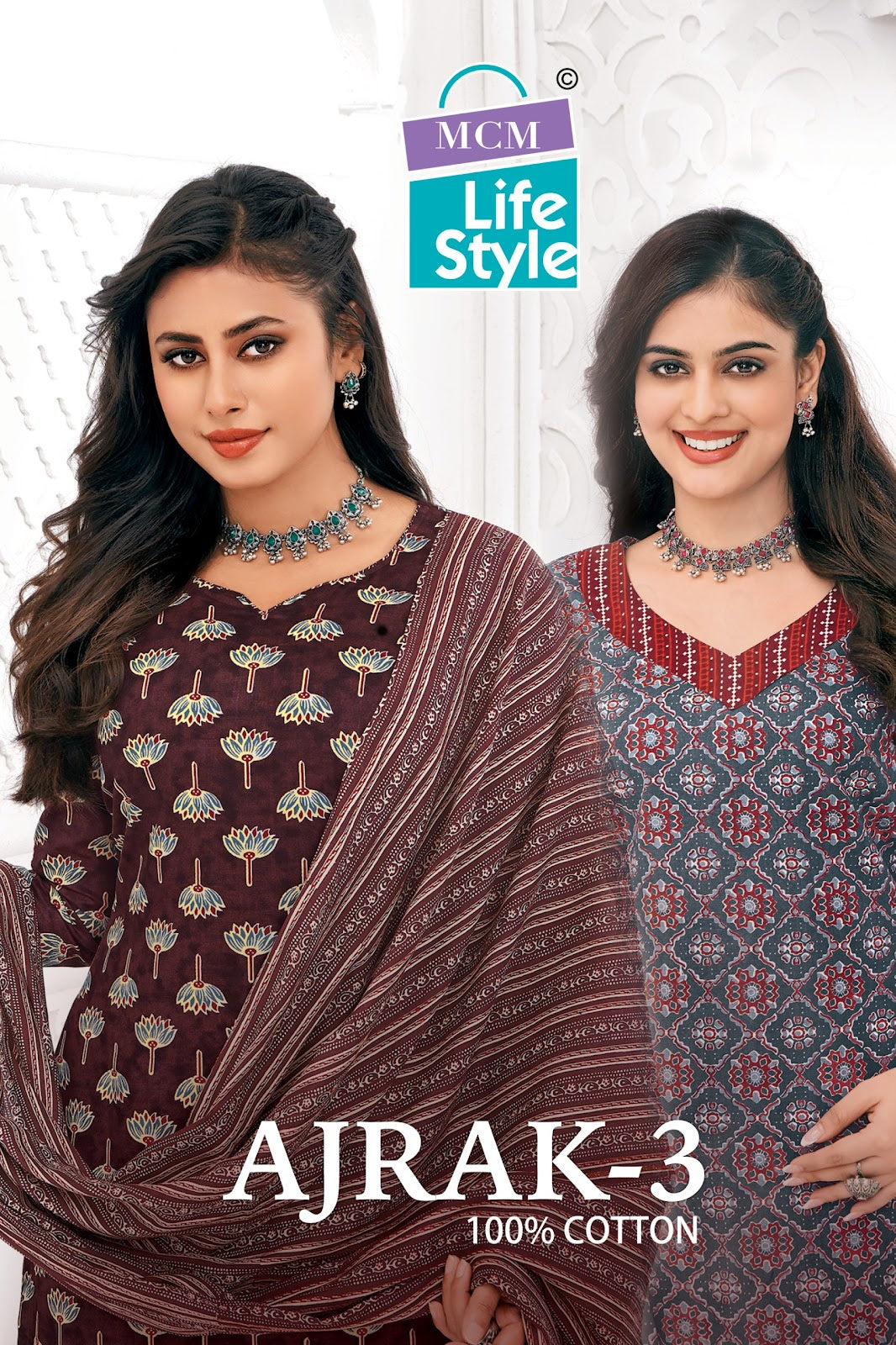 Ajrak 3 Mcm Lifestyle Cotton Dress Material Supplier