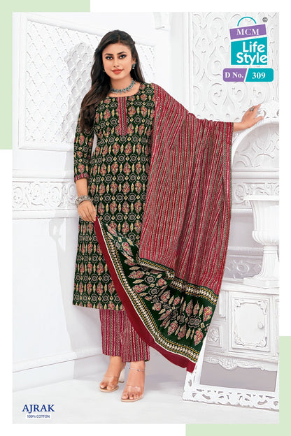 Ajrak 3 Mcm Lifestyle Readymade Cotton Pant Suits Manufacturer
