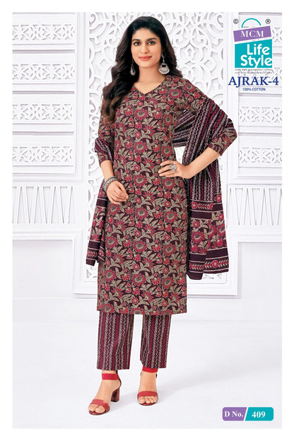Ajrak 4 Mcm Lifestyle Readymade Cotton Pant Suits Exporter Ahmedabad