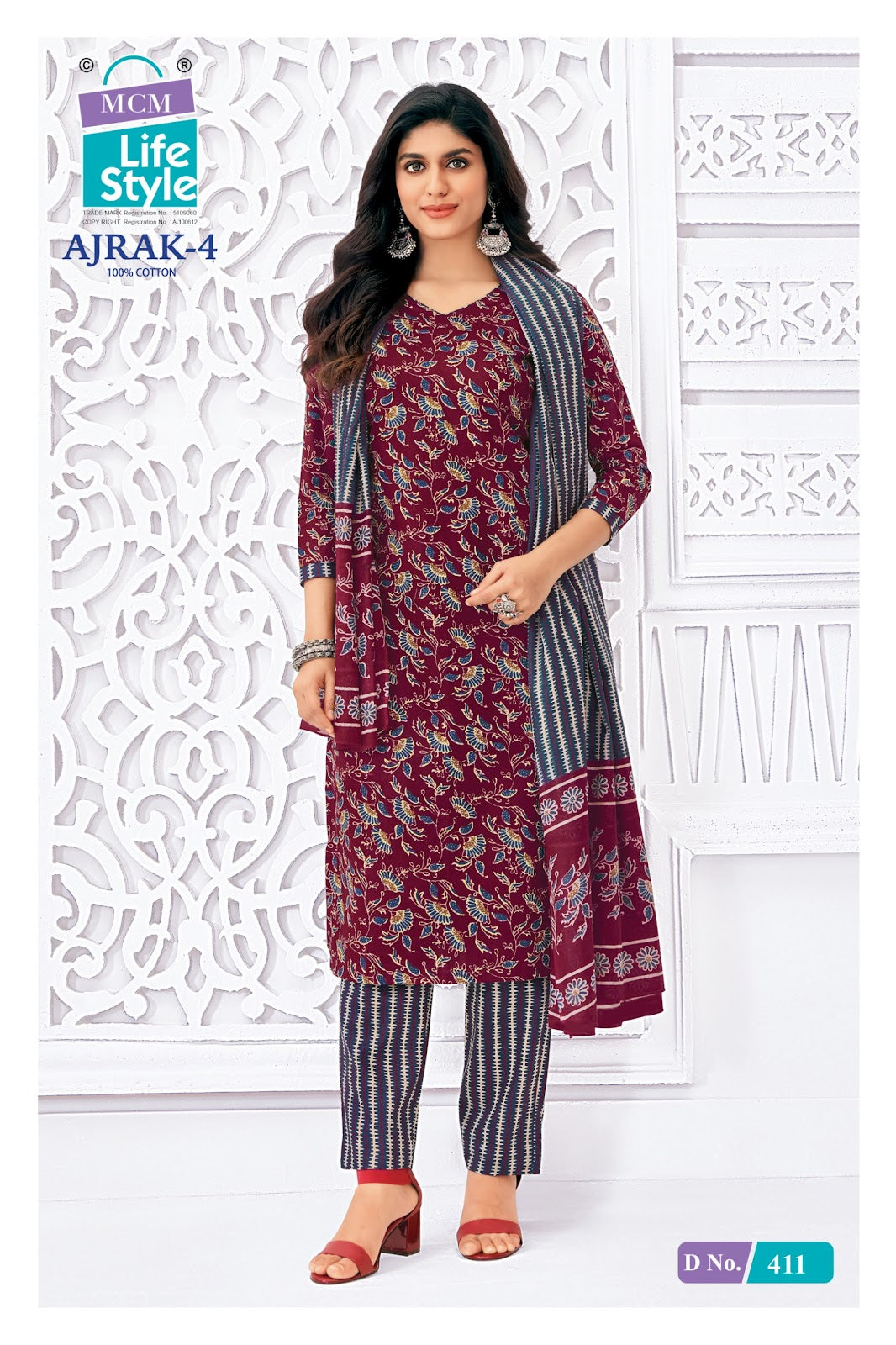 Ajrak 4 Mcm Lifestyle Readymade Cotton Pant Suits Exporter Ahmedabad