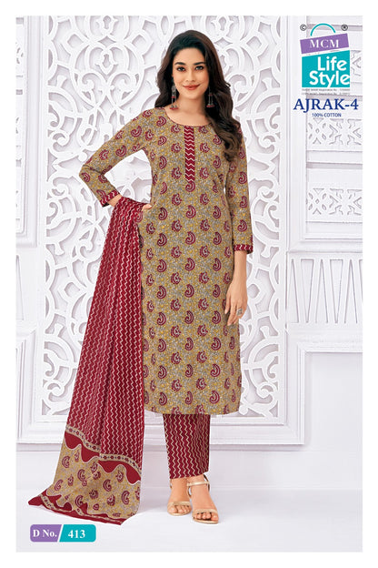 Ajrak 4 Mcm Lifestyle Readymade Cotton Pant Suits Exporter Ahmedabad