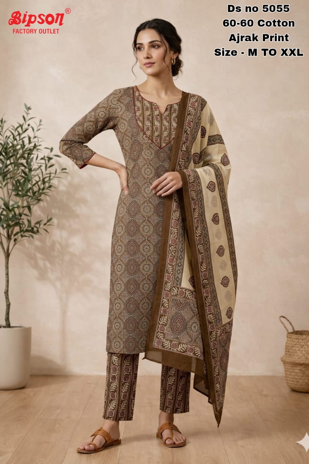 Ajrak Bipson Prints Readymade Cotton Pant Suits Wholesaler Ahmedabad