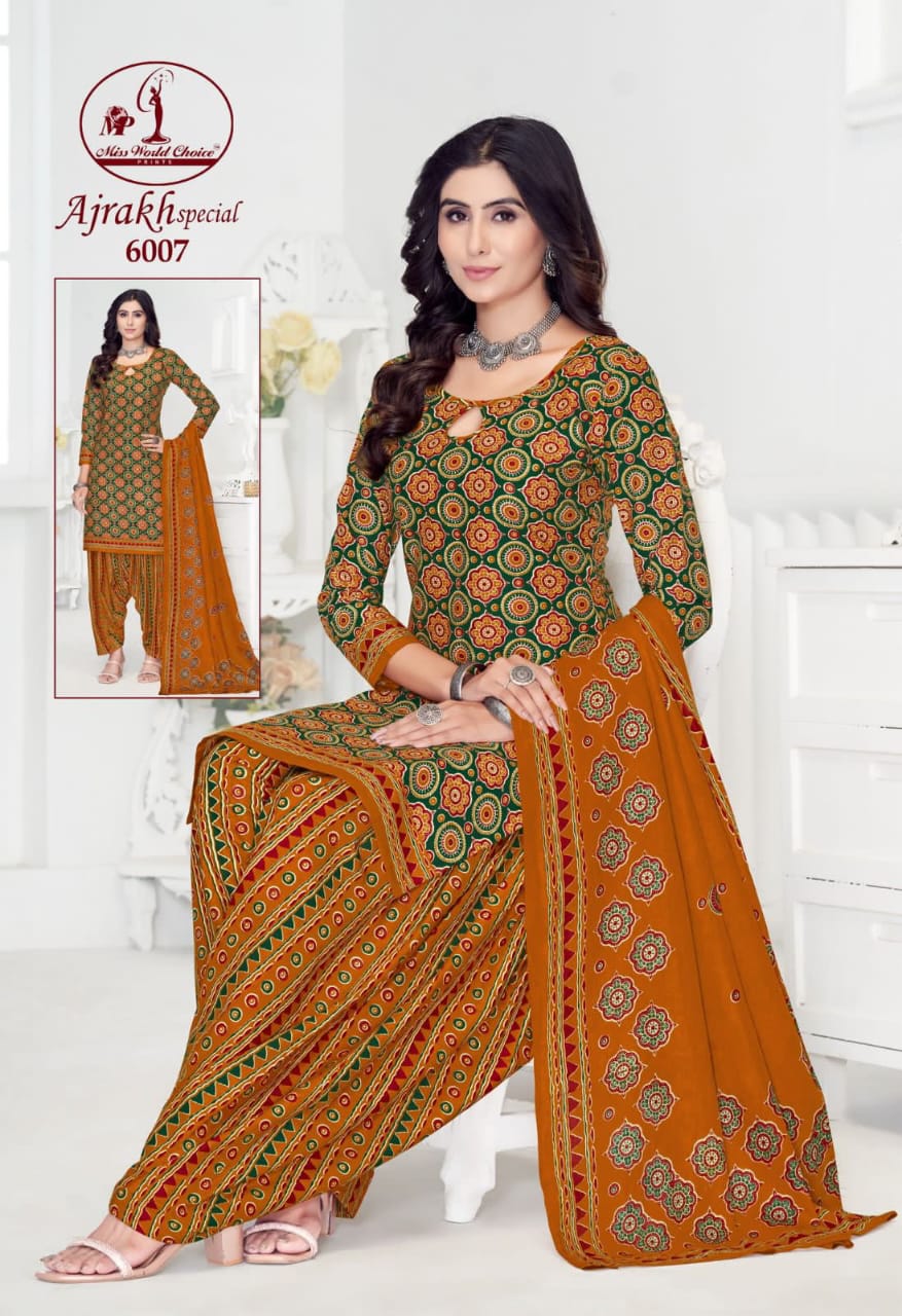 Ajrak Special Vol 6 Miss World Choice Readymade Cotton Patiyala Suits Supplier India