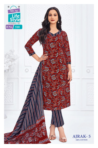 Ajrak Vol 5 Mcm Lifestyle Readymade Cotton Pant Suits Wholesaler Ahmedabad