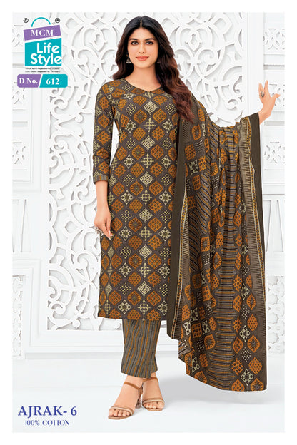 Ajrak Vol 6 Mcm Lifestyle Readymade Cotton Pant Suits Wholesaler India