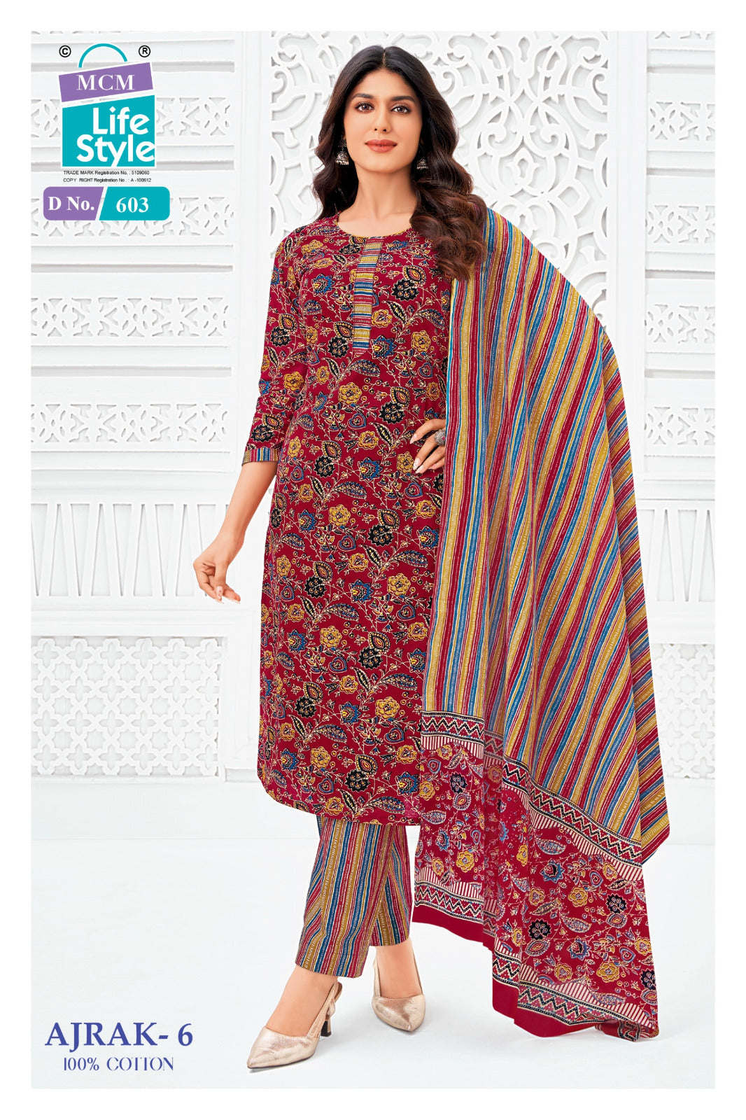 Ajrak Vol 6 Mcm Lifestyle Readymade Cotton Pant Suits Wholesaler India