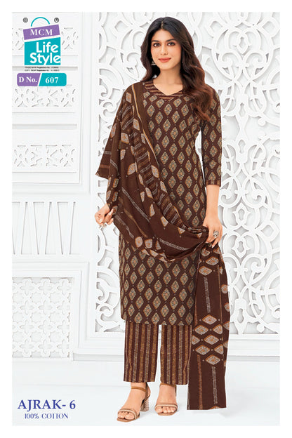 Ajrak Vol 6 Mcm Lifestyle Readymade Cotton Pant Suits Wholesaler India