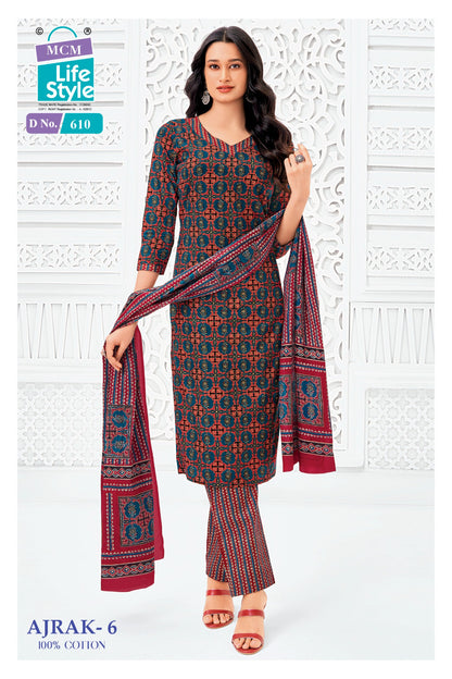 Ajrak Vol 6 Mcm Lifestyle Readymade Cotton Pant Suits Wholesaler India