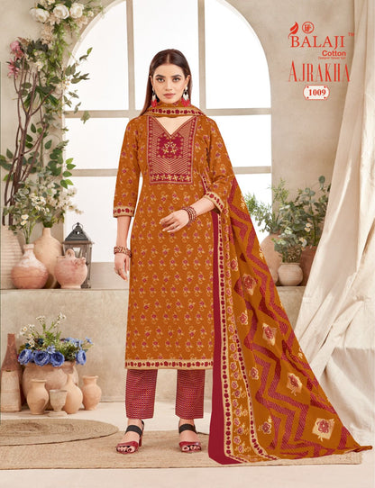 Ajrakha Balaji Cotton Readymade Pant Style Suits Wholesale Price