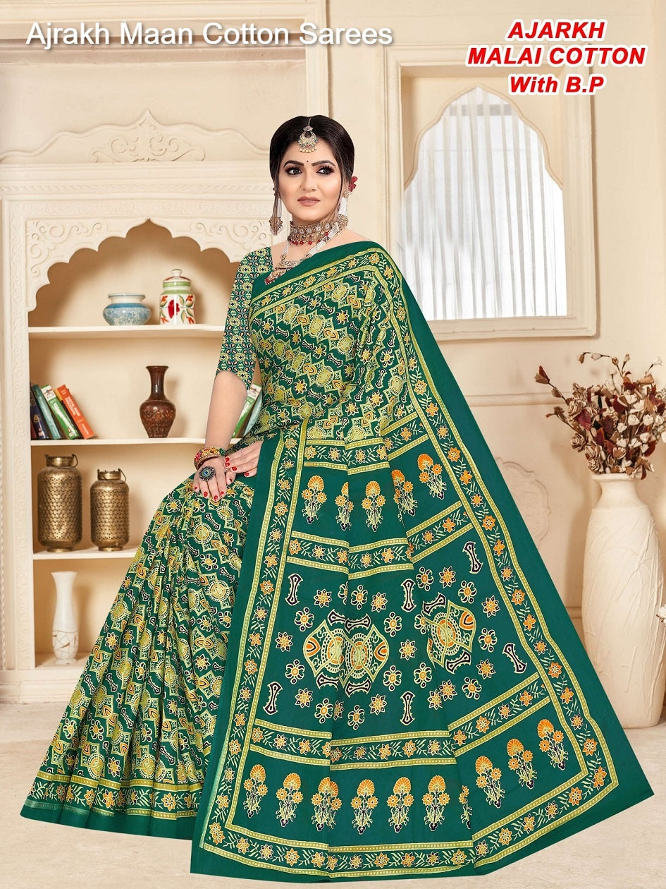 Ajrakh Maan Cotton Sarees Supplier India