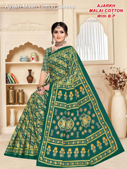 Ajrakh Maan Cotton Sarees Supplier India
