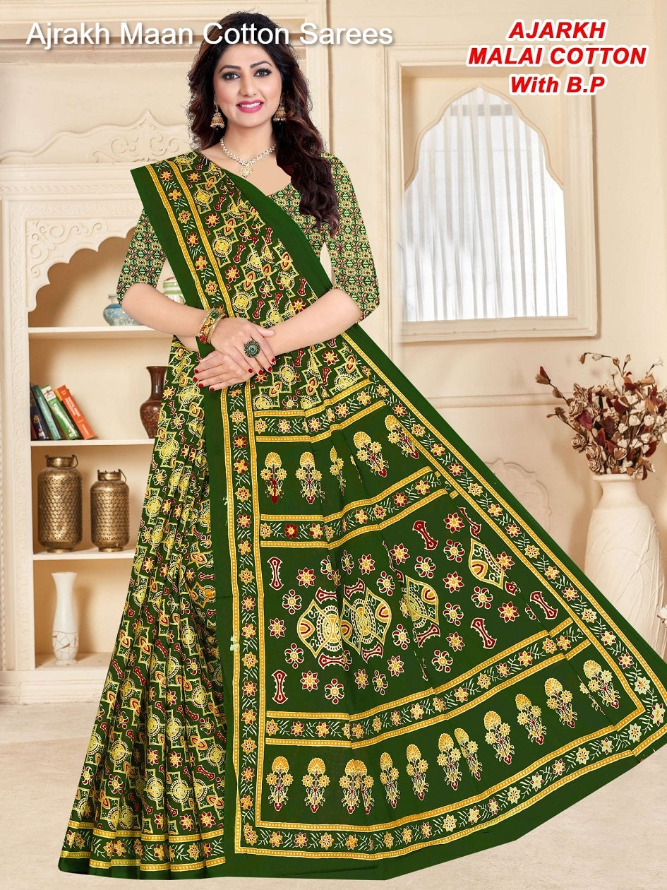 Ajrakh Maan Cotton Sarees Supplier India