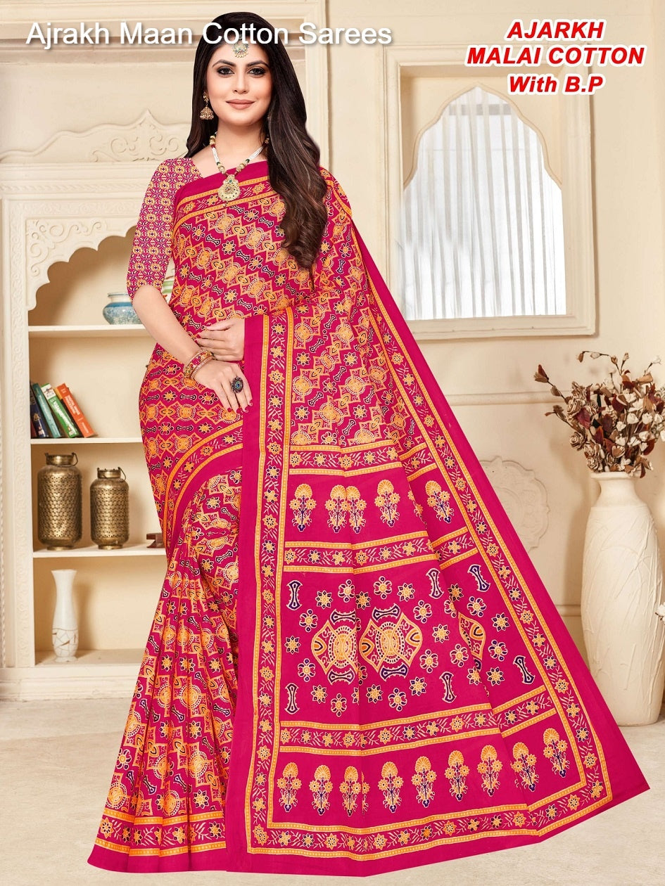 Ajrakh Maan Cotton Sarees Supplier India