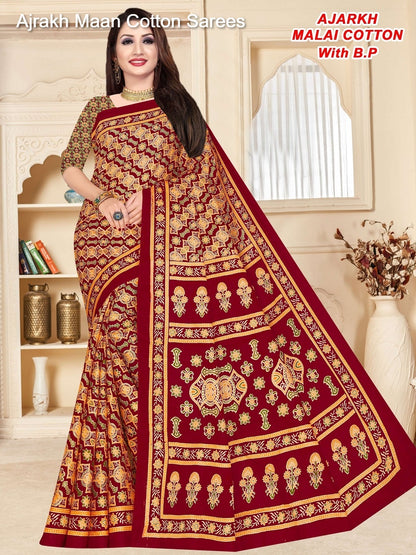 Ajrakh Maan Cotton Sarees Supplier India