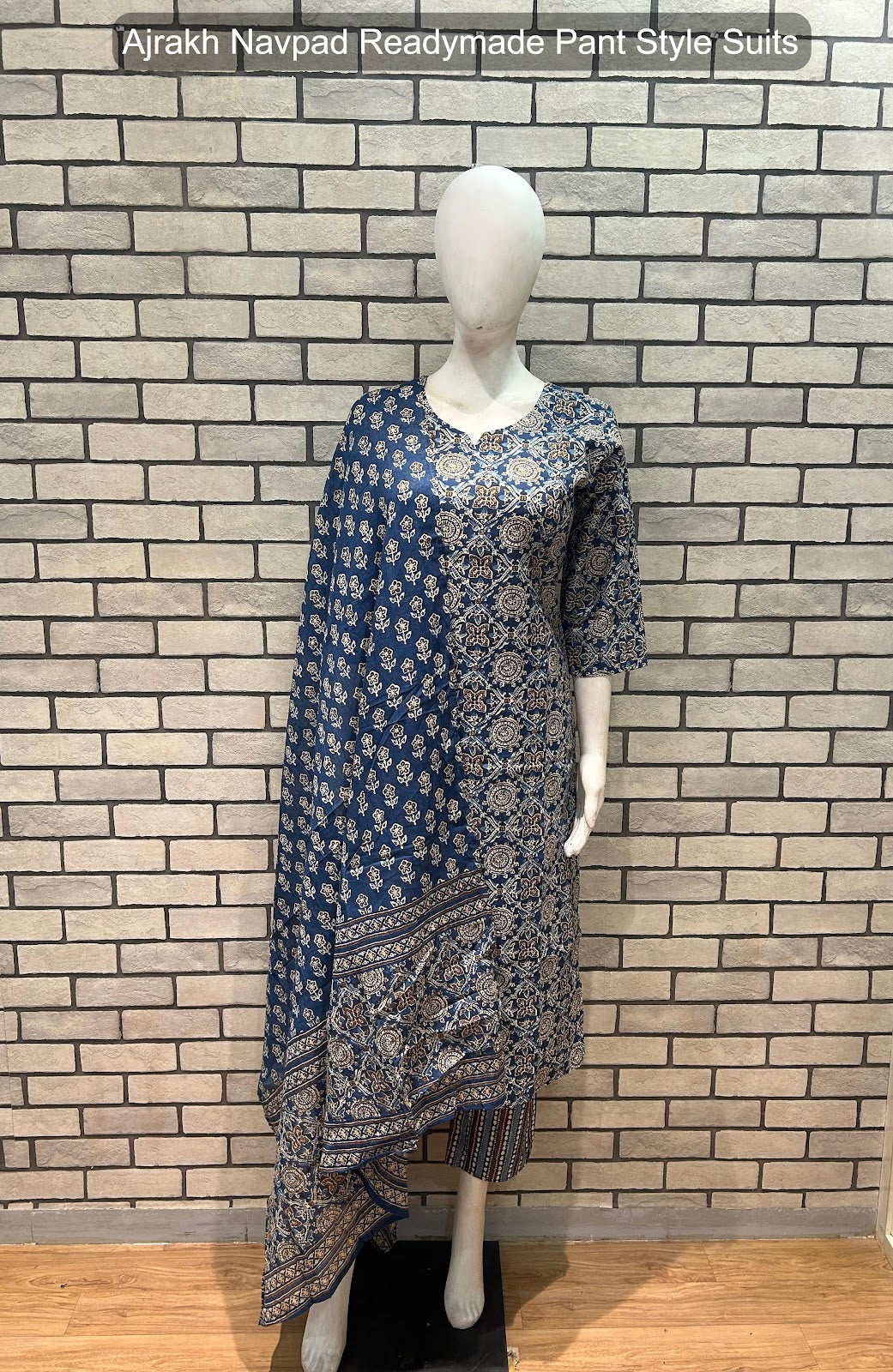Ajrakh Navpad Cotton Readymade Pant Style Suits Wholesaler Ahmedabad