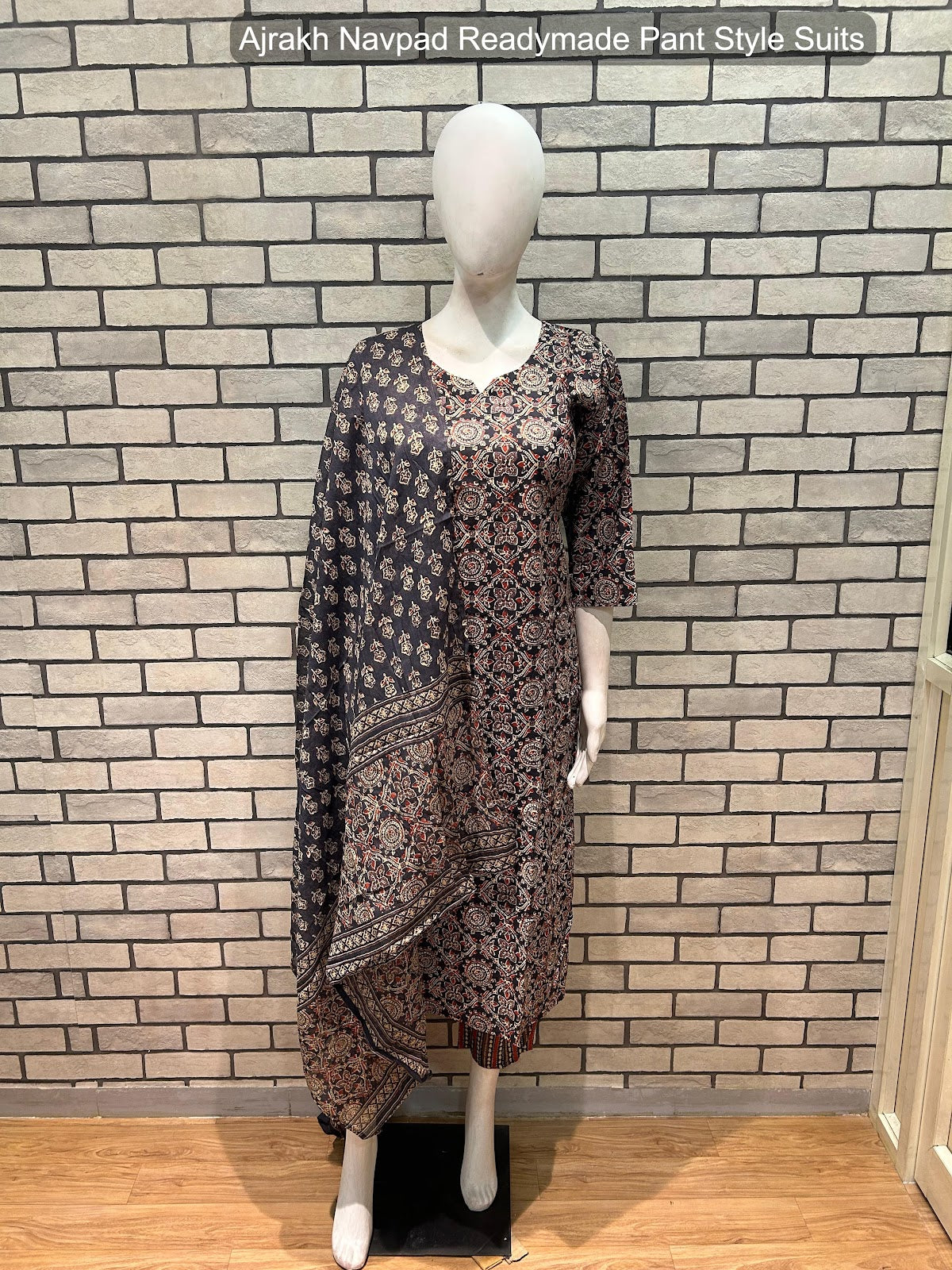 Ajrakh Navpad Cotton Readymade Pant Style Suits Wholesaler Ahmedabad