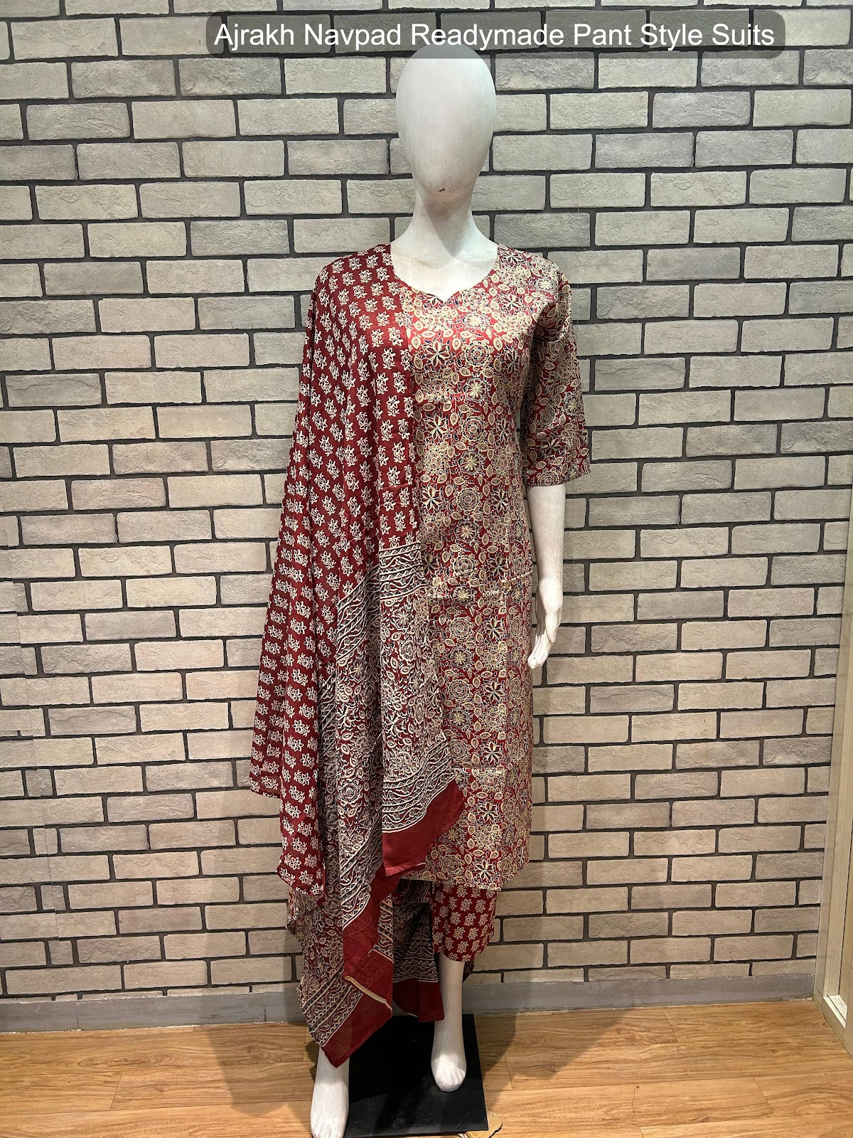 Ajrakh Navpad Cotton Readymade Pant Style Suits Wholesaler Ahmedabad