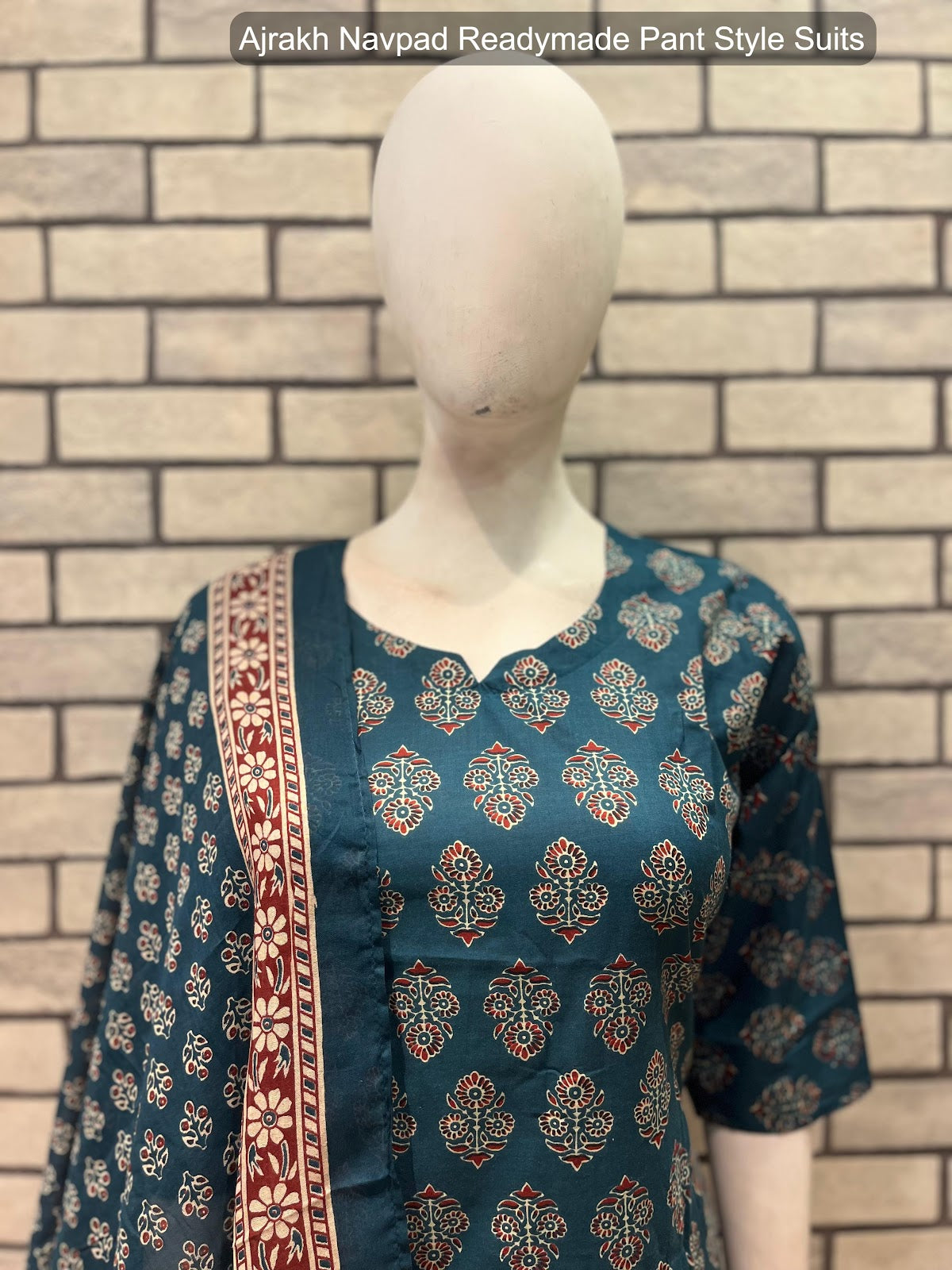 Ajrakh Navpad Cotton Readymade Pant Style Suits Wholesaler Ahmedabad