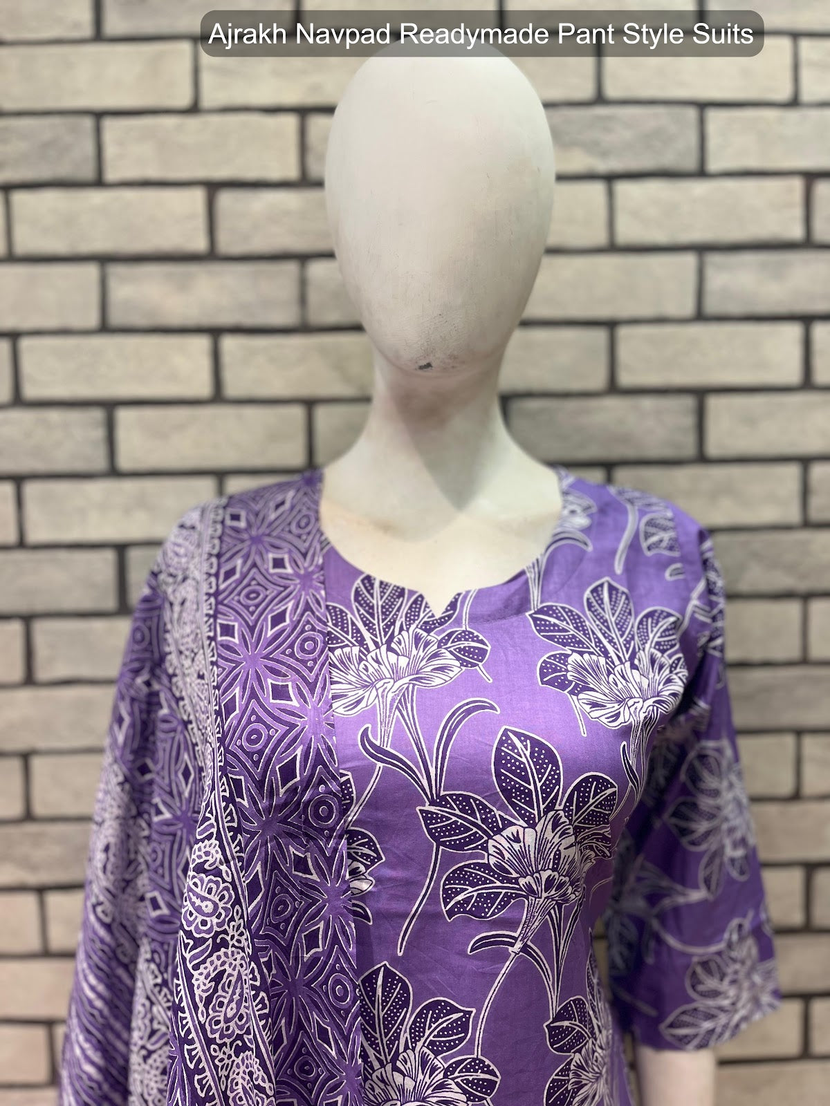 Ajrakh Navpad Cotton Readymade Pant Style Suits Wholesaler Ahmedabad