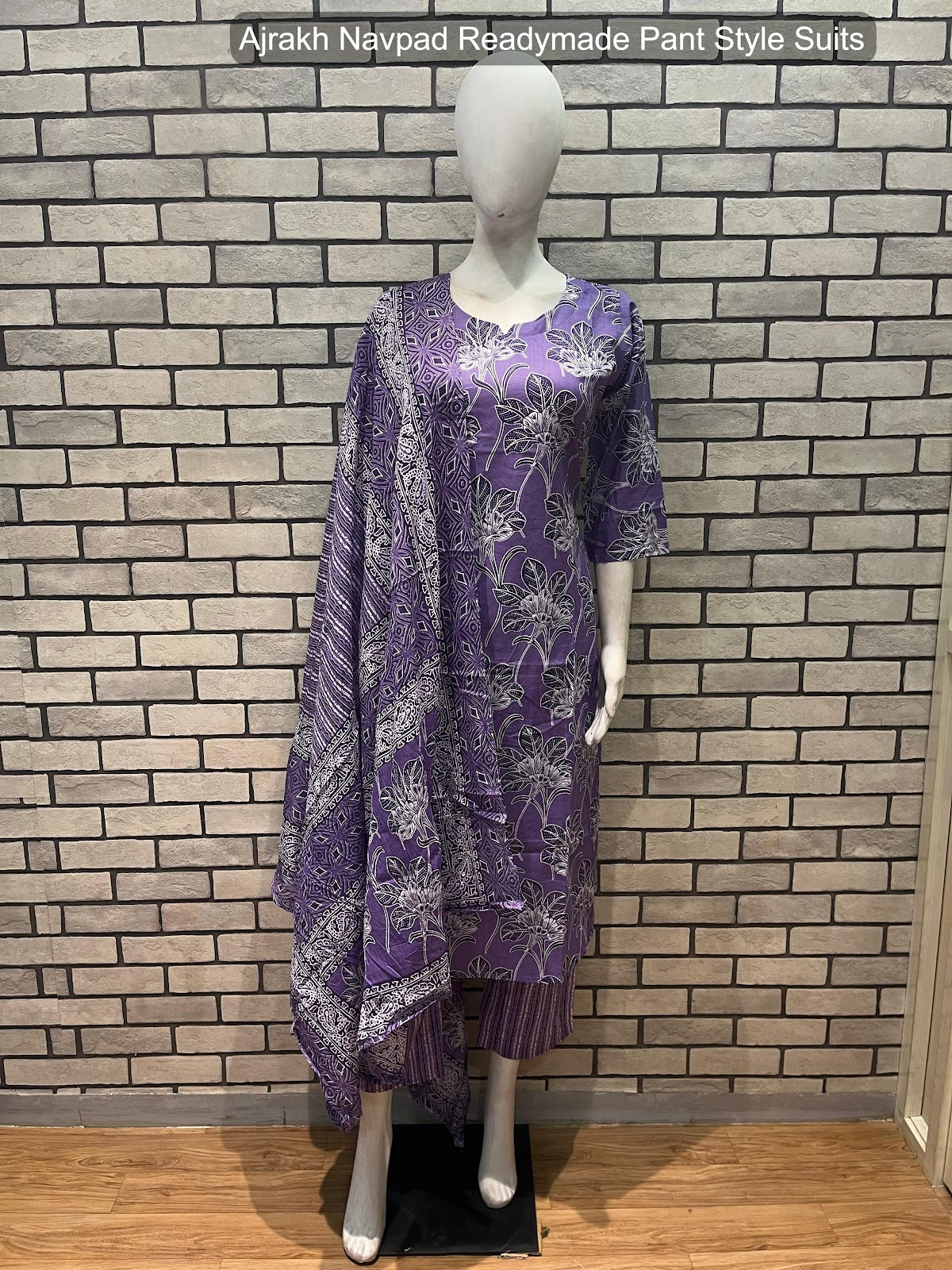 Ajrakh Navpad Cotton Readymade Pant Style Suits Wholesaler Ahmedabad