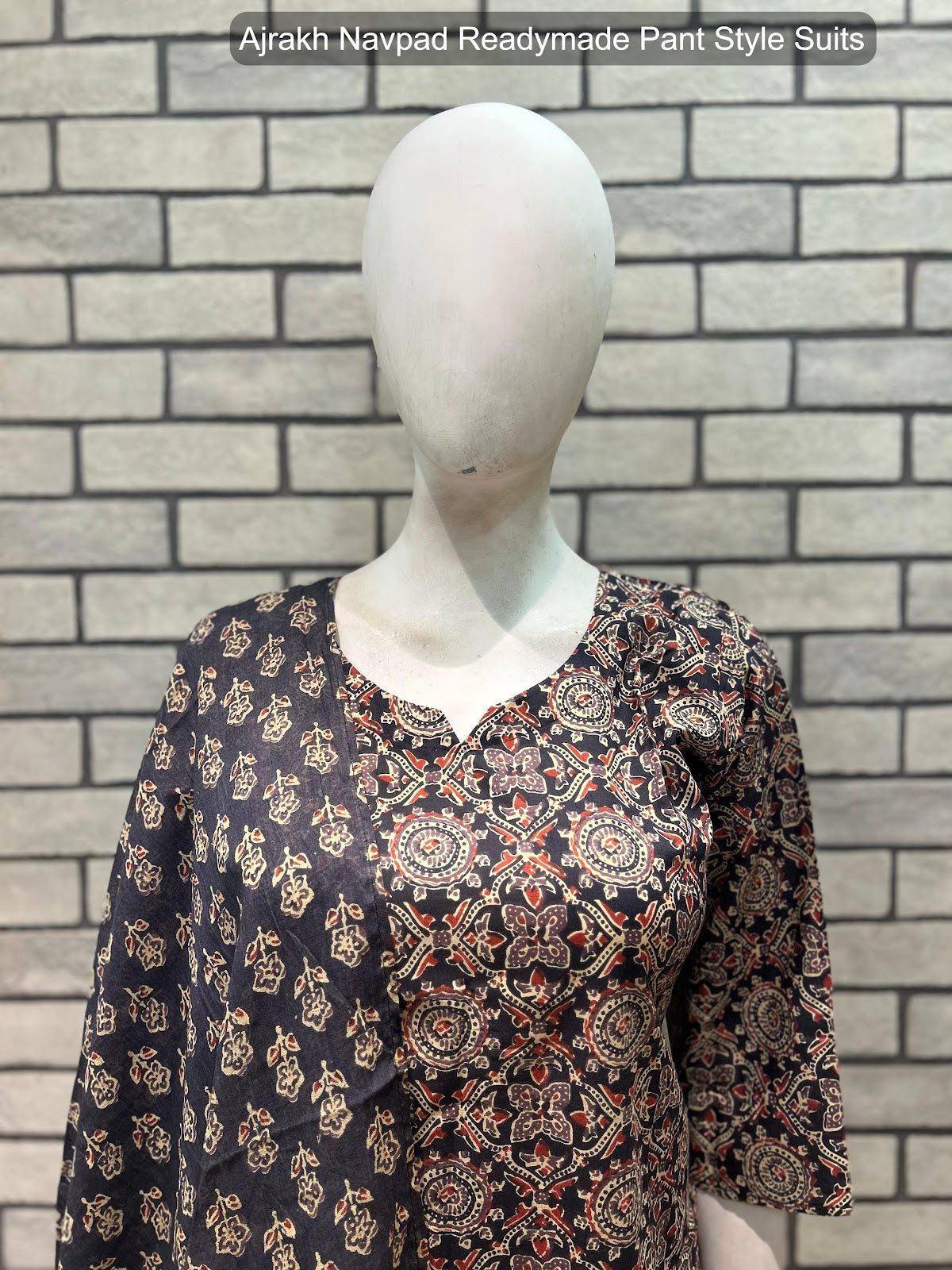 Ajrakh Navpad Cotton Readymade Pant Style Suits Wholesaler Ahmedabad
