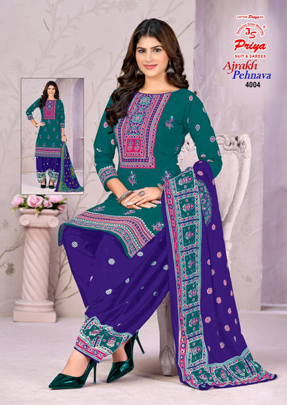 Ajrakh Pehnava Vol 4 Js Priya Mix Cotton Patiyala Style Suits Exporter Ahmedabad