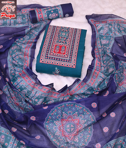 Ajrakh Pehnava Vol 4 Js Priya Mix Cotton Patiyala Style Suits Exporter Ahmedabad