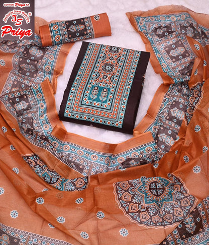 Ajrakh Pehnava Vol 4 Js Priya Mix Cotton Patiyala Style Suits Exporter Ahmedabad