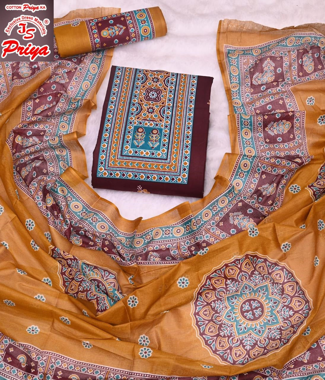 Ajrakh Pehnava Vol 4 Js Priya Mix Cotton Patiyala Style Suits Exporter Ahmedabad