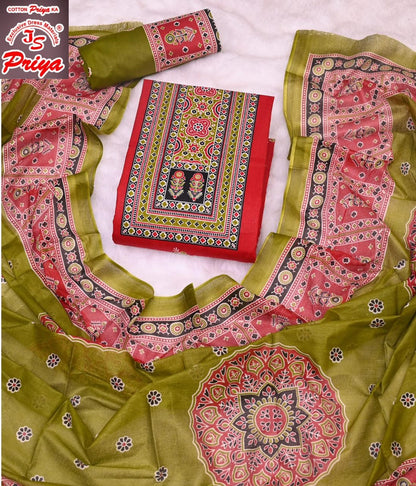 Ajrakh Pehnava Vol 4 Js Priya Mix Cotton Patiyala Style Suits Exporter Ahmedabad