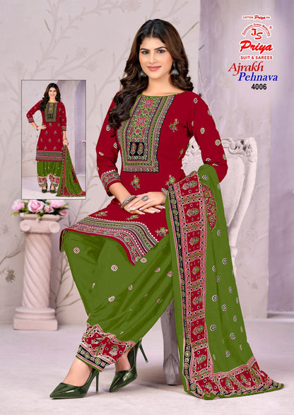 Ajrakh Pehnava Vol 4 Js Priya Mix Cotton Patiyala Style Suits Exporter Ahmedabad