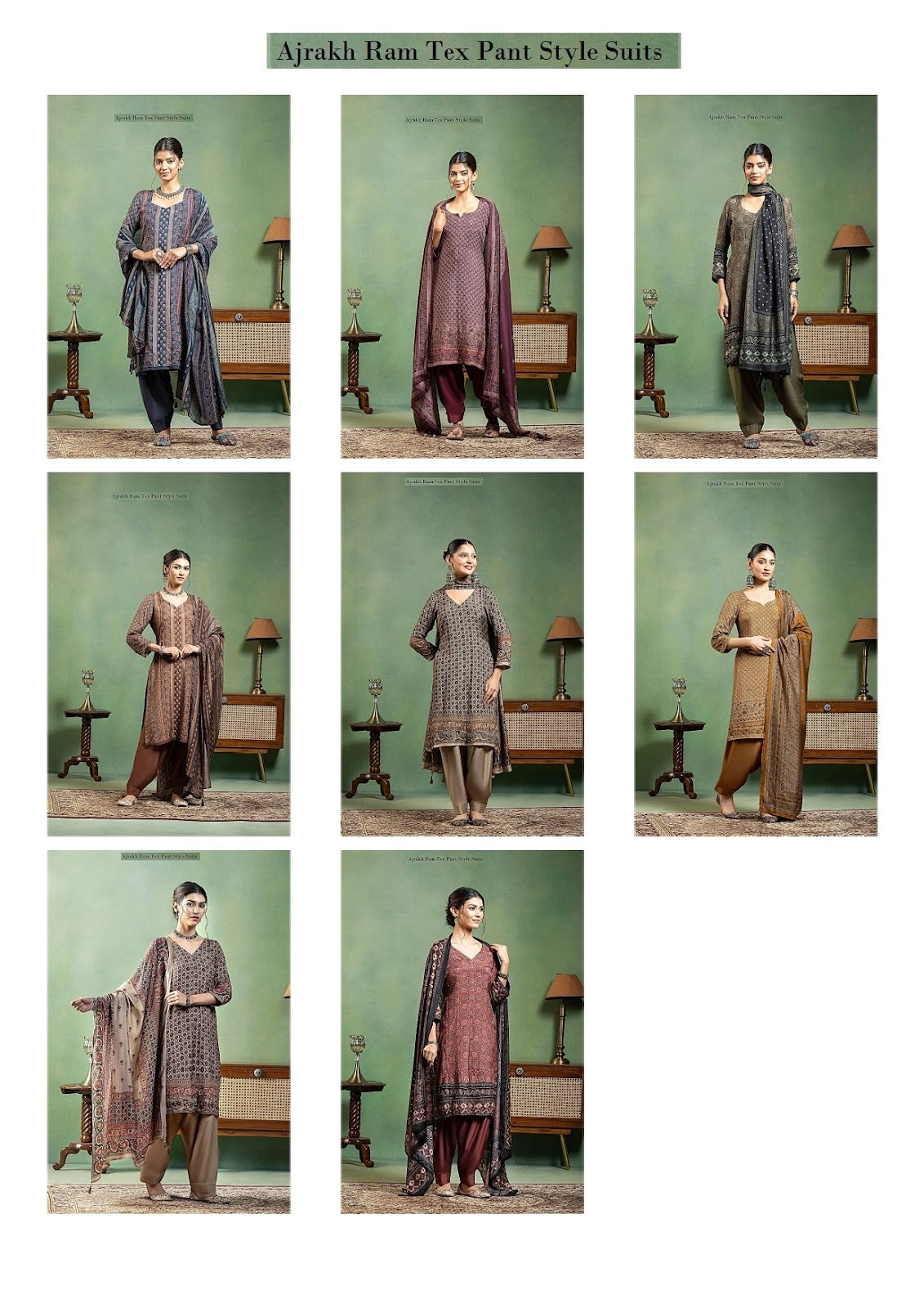 Ajrakh Ram Tex Maslin Pant Style Suits Manufacturer Ahmedabad