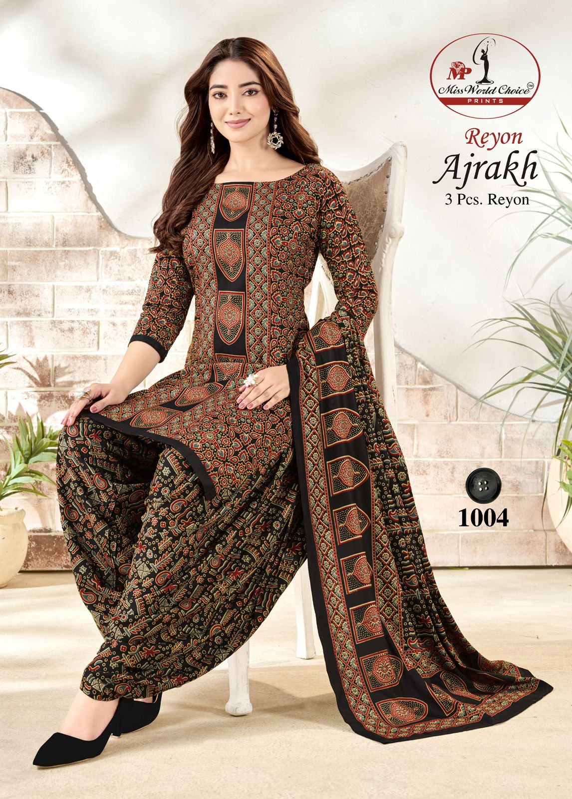 Ajrakh Reyon Vol 1 Miss World Choice Patiyala Style Suits Exporter