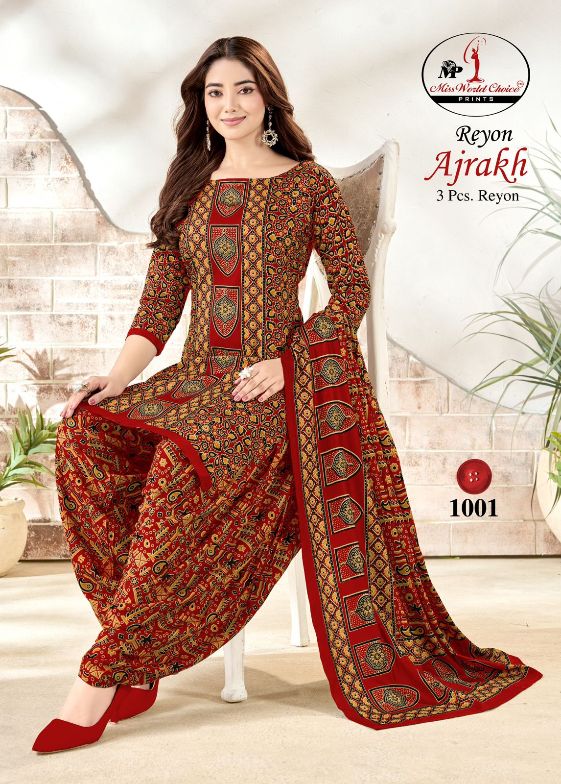 Ajrakh Reyon Vol 1 Miss World Choice Patiyala Style Suits Exporter