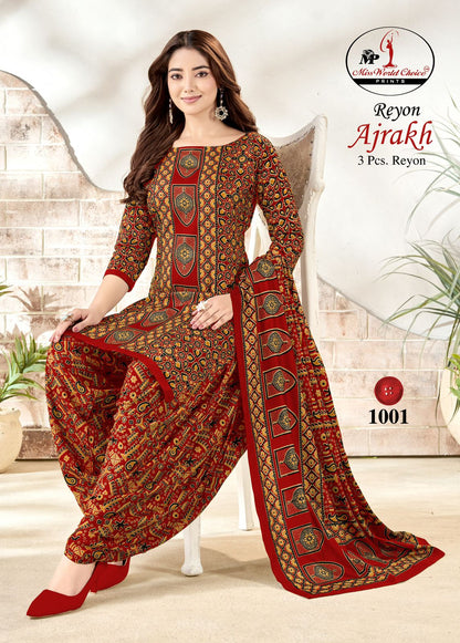 Ajrakh Reyon Vol 1 Miss World Choice Patiyala Style Suits Exporter