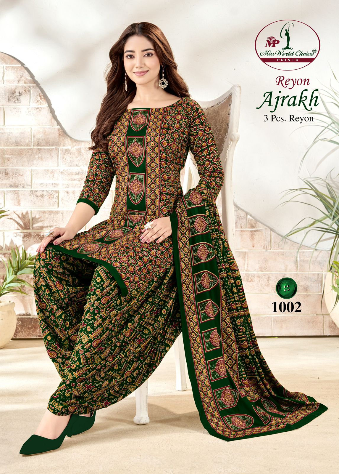 Ajrakh Reyon Vol 1 Miss World Choice Patiyala Style Suits Exporter