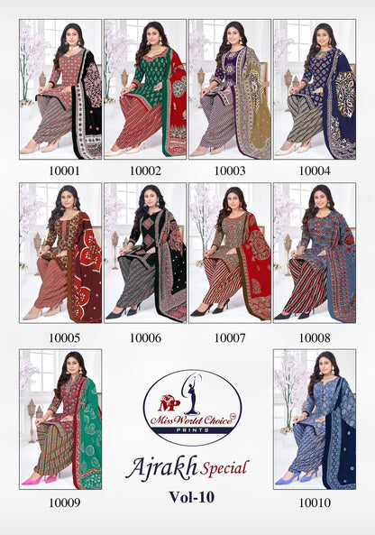 Ajrakh Special Vol 10 Miss World Choice Readymade Cotton Patiyala Suits Supplier Ahmedabad