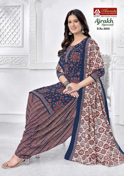 Ajrakh Special Vol 4 Amruta Cotton Patiyala Style Suits Supplier