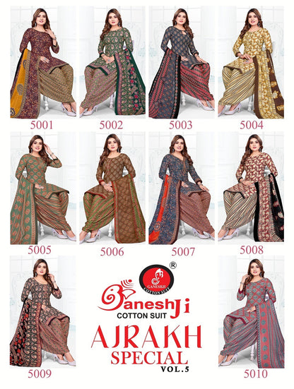 Ajrakh Special Vol 5 Ganeshji Cotton Dress Material Supplier Ahmedabad