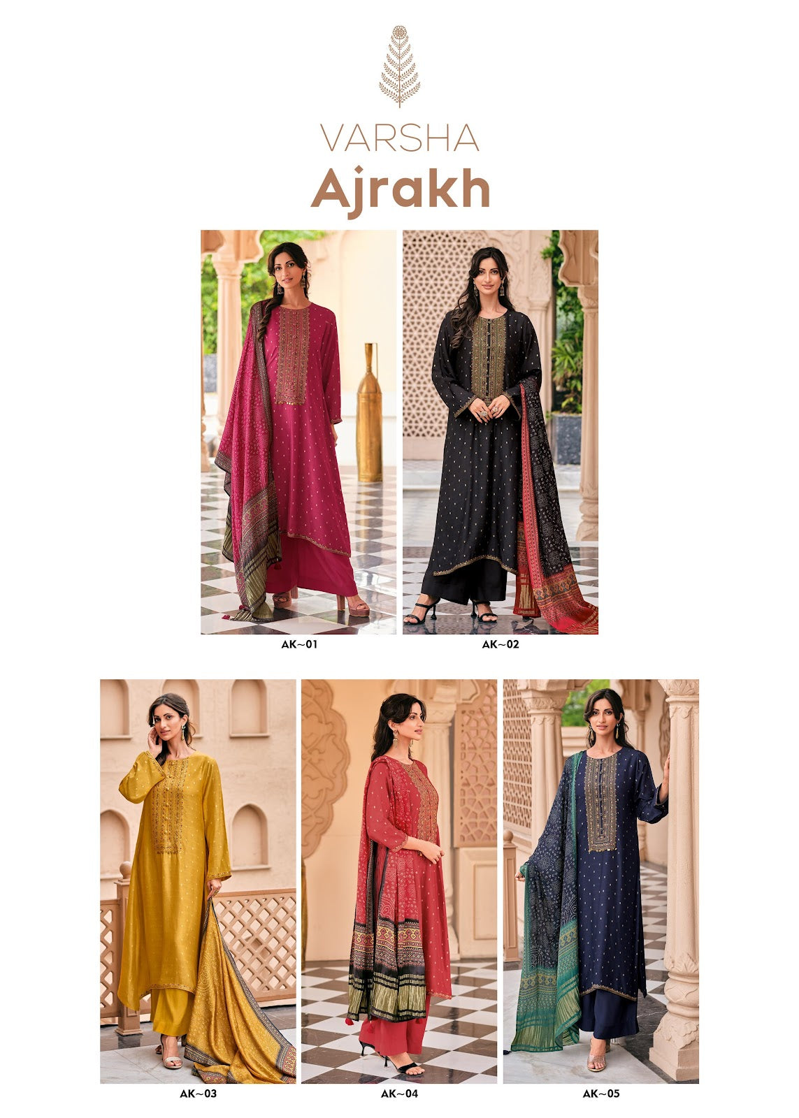 Ajrakh Varsha Fashions Viscose Plazzo Style Suits Wholesaler