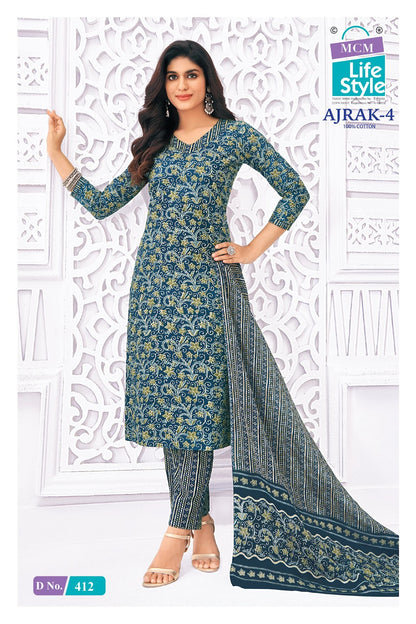 Ajrakh Vol 4 Mcm Lifestyle Readymade Cotton Pant Suits Supplier Ahmedabad