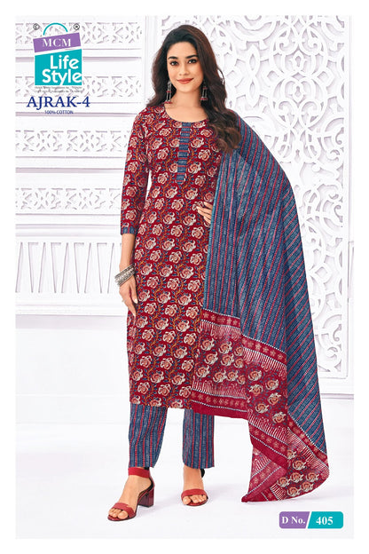 Ajrakh Vol 4 Mcm Lifestyle Readymade Cotton Pant Suits Supplier Ahmedabad