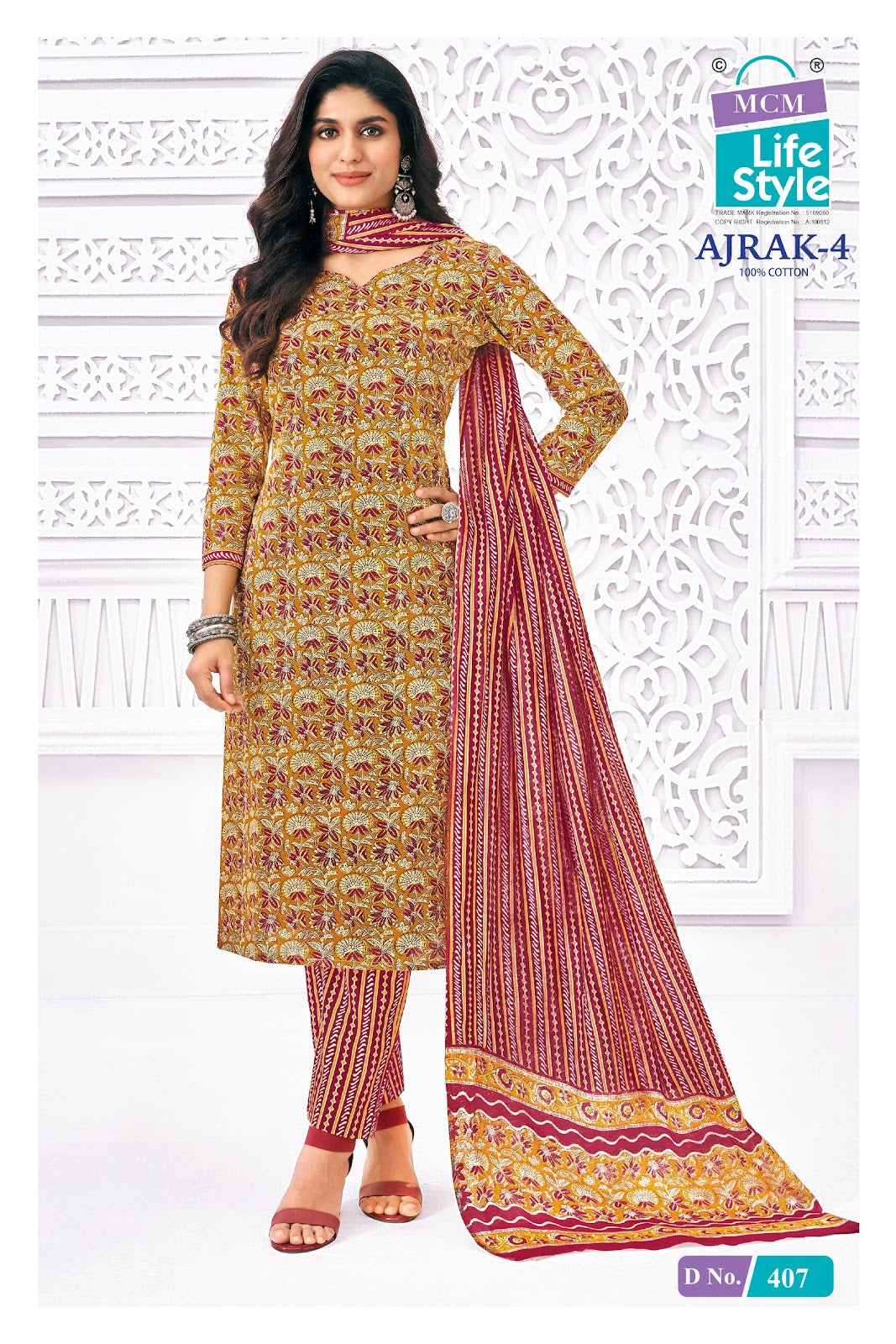 Ajrakh Vol 4 Mcm Lifestyle Readymade Cotton Pant Suits Supplier Ahmedabad