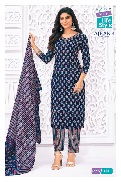 Ajrakh Vol 4 Mcm Lifestyle Readymade Cotton Pant Suits Supplier Ahmedabad