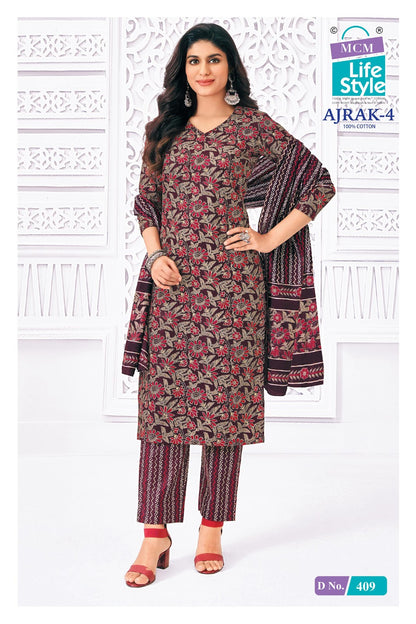 Ajrakh Vol 4 Mcm Lifestyle Readymade Cotton Pant Suits Supplier Ahmedabad