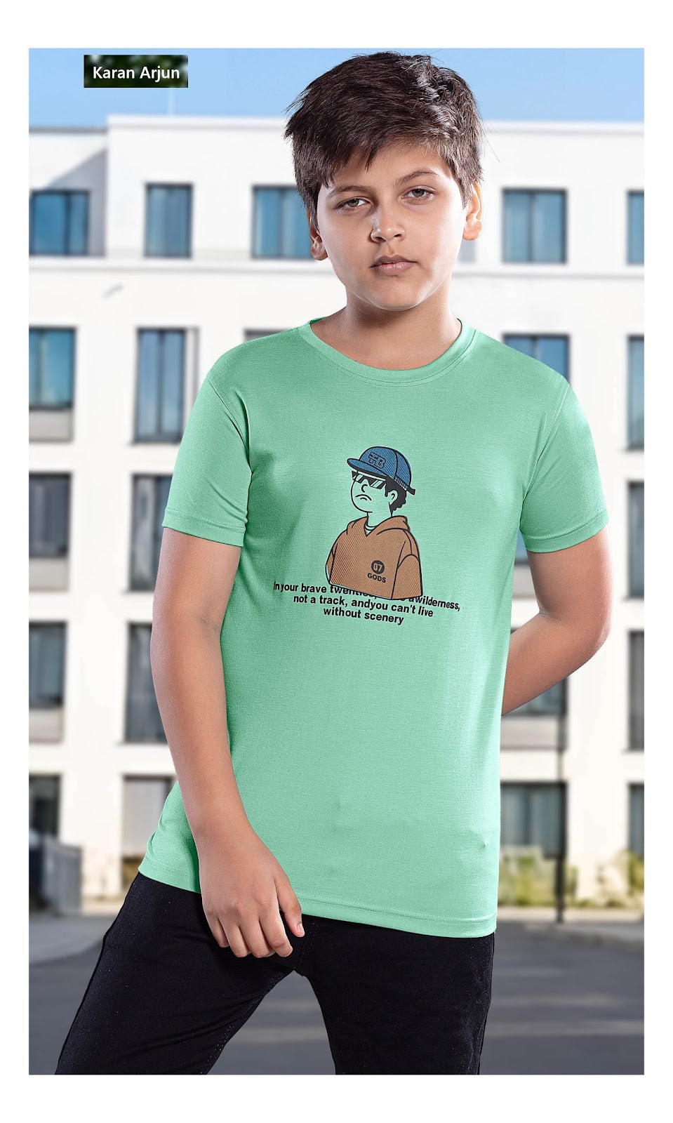 Ak 163 Karan Arjun Tencil Lycra Boys Tshirt Wholesaler India