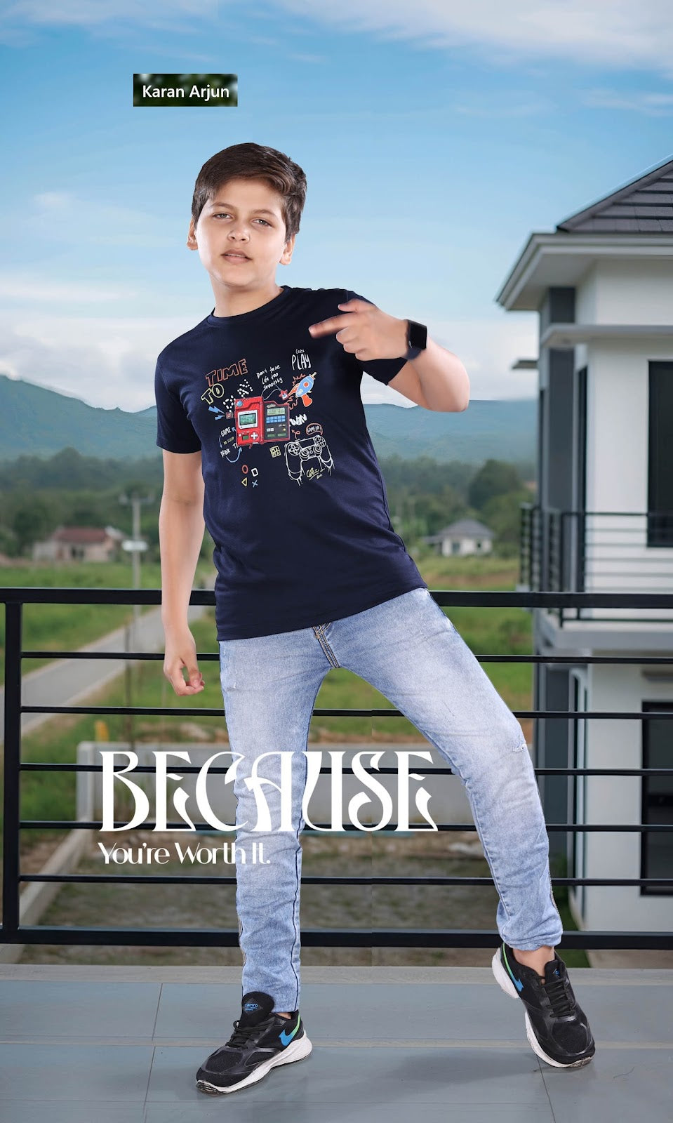 Ak 163 Karan Arjun Tencil Lycra Boys Tshirt Wholesaler India