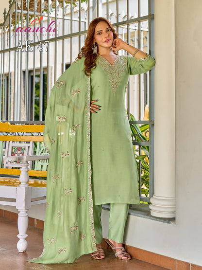 Ak 47 Aanchi Mul Cotton Readymade Pant Style Suits Wholesaler Ahmedabad