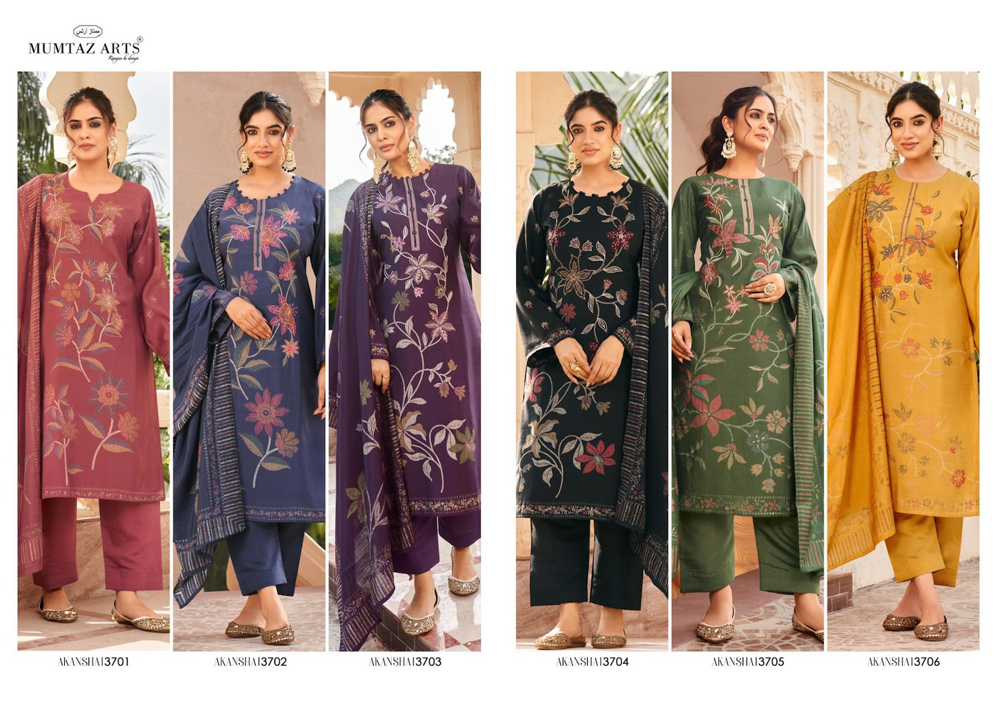 Akansha Mumtaz Arts Viscose Muslin Pant Style Suits Supplier Ahmedabad