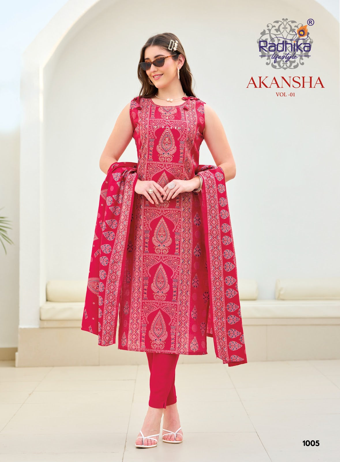 Akansha Vol 1 Radhika Lifestyle Vertican Readymade Pant Style Suits Manufacturer Gujarat